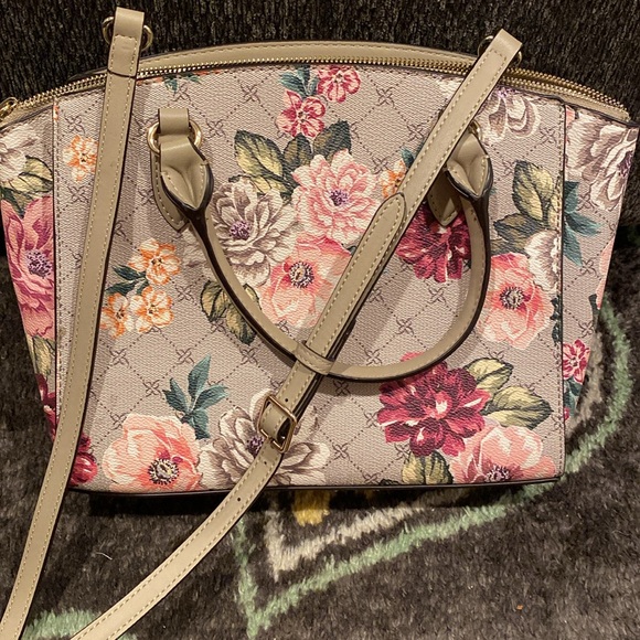 Nine West floral crossbody/shoulder top zip satchel - Picture 8 of 10